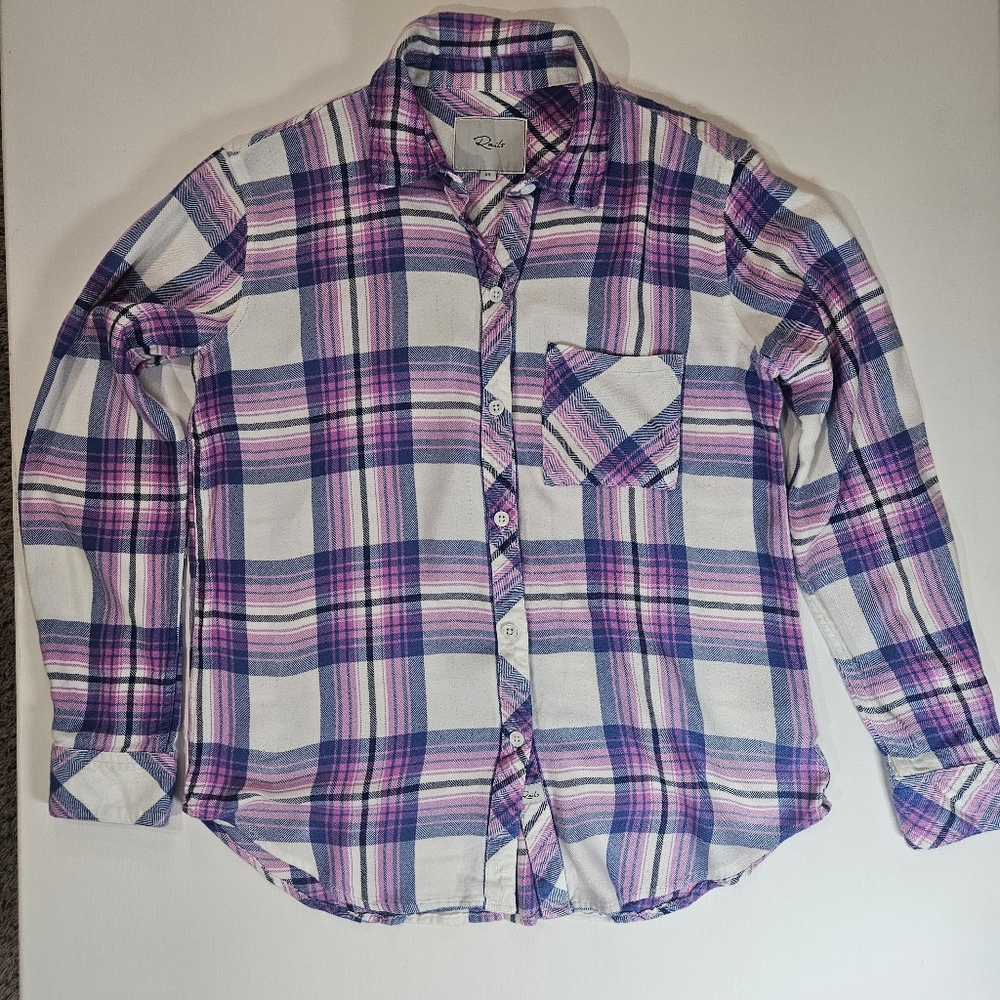 Rails White Purple Plaid Button-Down Shirt